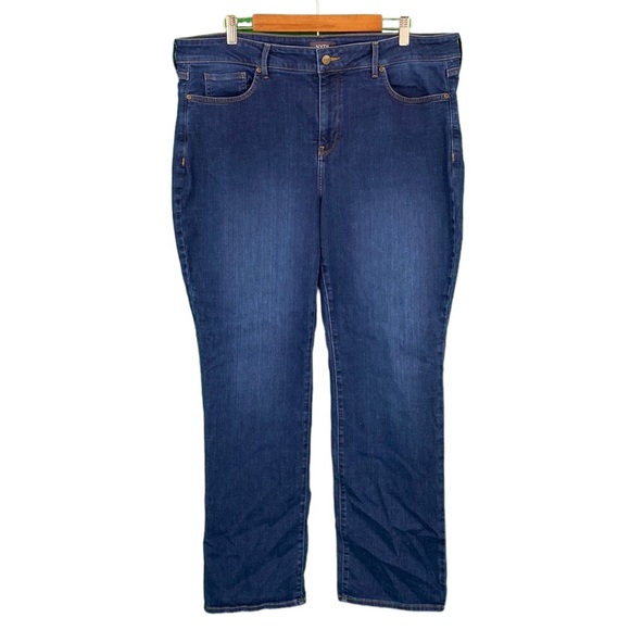 NYDJ Petite Marilyn Straight Dark Wash Jeans - Picture 1 of 16